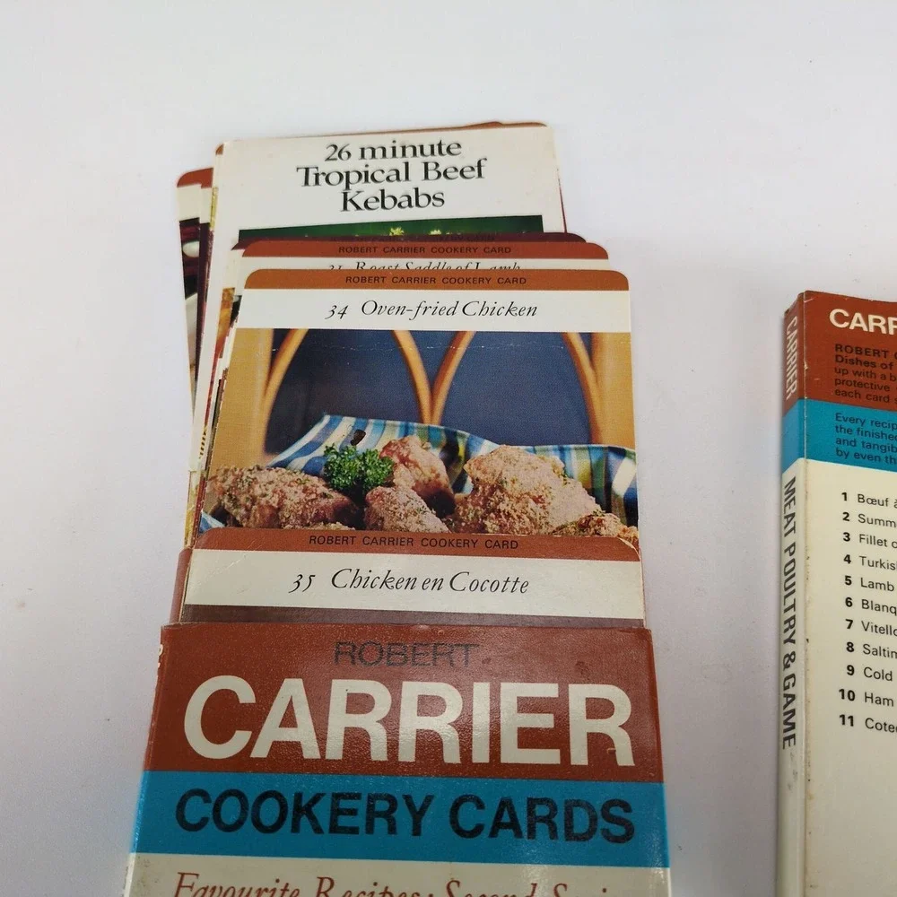 Vintage 1967 Robert Carrier Cookery Cards Meat Poultry & Game 39 Recipes British